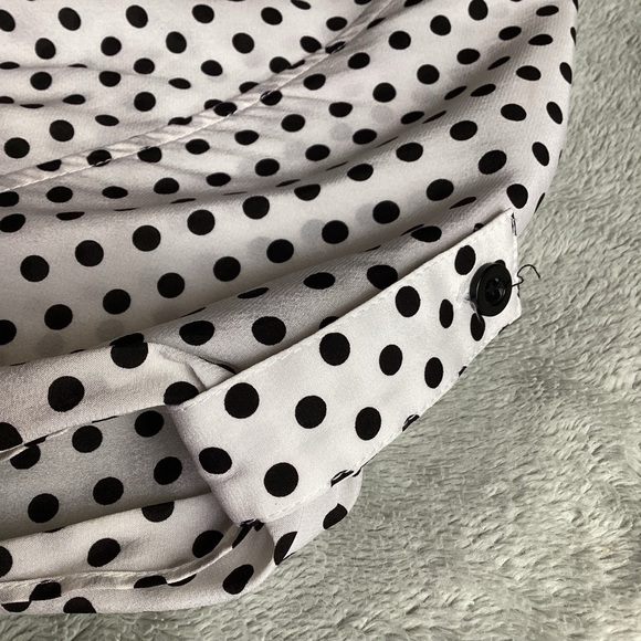 Alice + Olivia Polka Dot Elastic Waist Tab Sleeve Button Shirtdress Mod Retro M - Picture 8 of 13